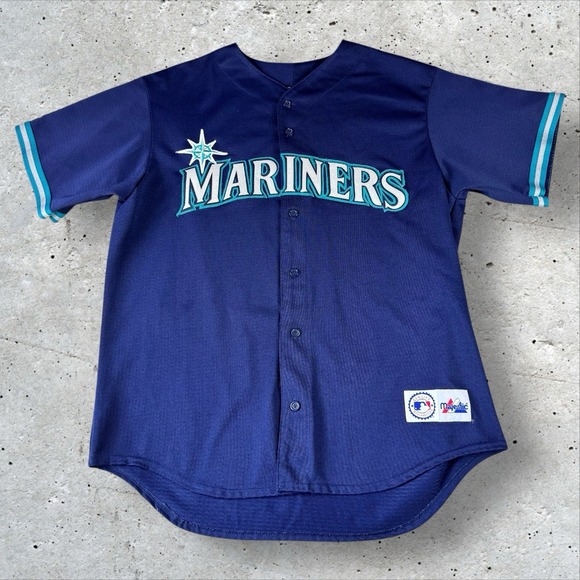 Vintage Seattle Mariners Jersey Mens XL Navy‎ Blue Made In USA Majestic